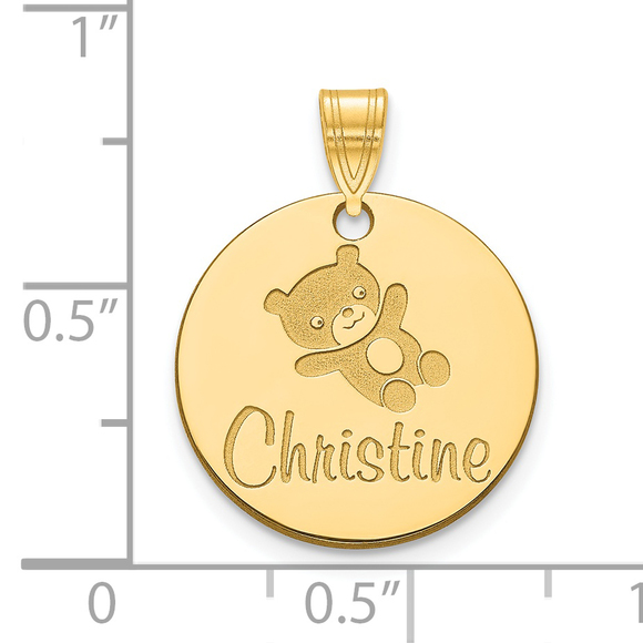 Sterling Silver/Gold-plated Small Customized Circle Pendant - Picture 2 of 3